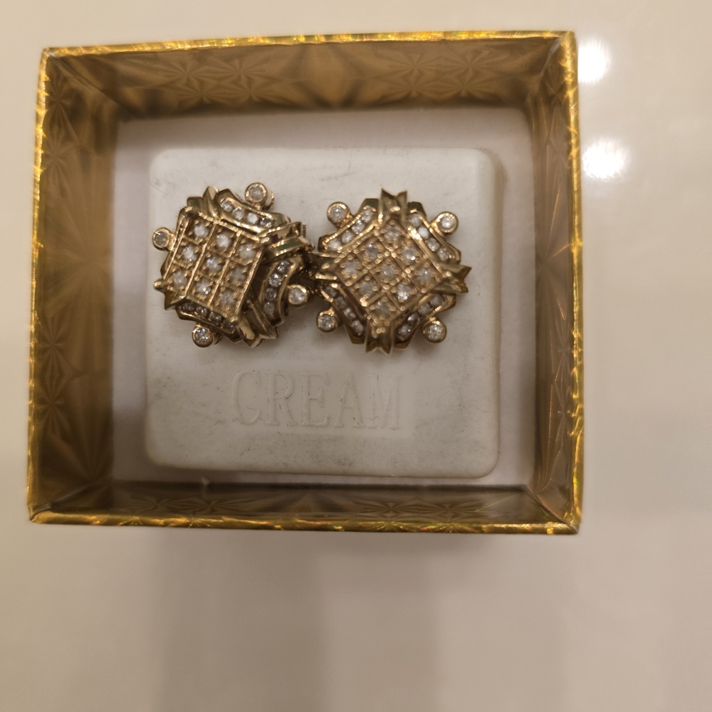 Gold-Tone Crystal Cluster Earrings - Cream